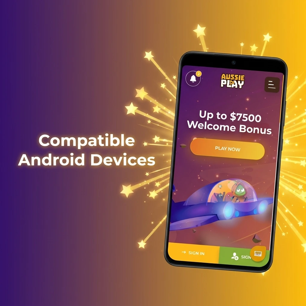 Compatible Android devices for Aussie Play Casino app including Samsung Galaxy, Google Pixel, OnePlus, and more
