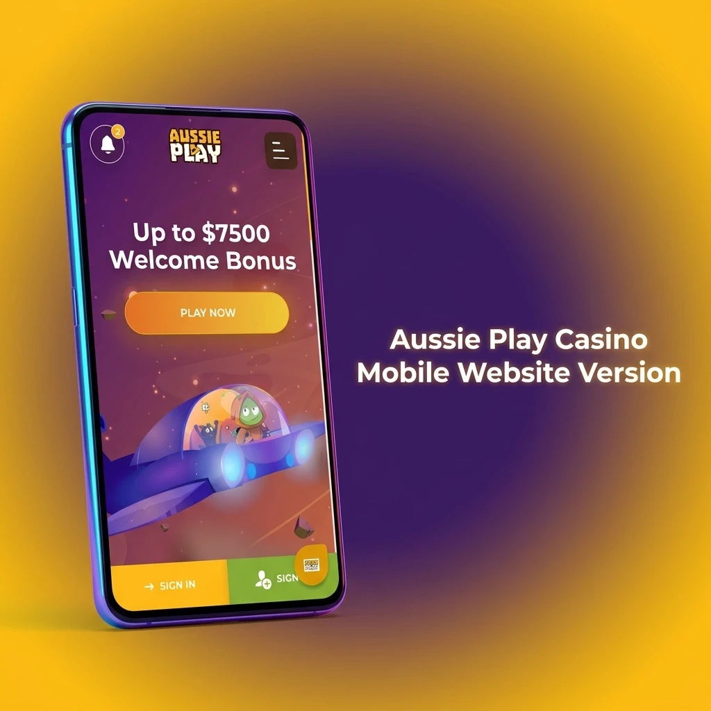 Aussie Play Casino mobile website on smartphone and tablet, offering casino games, sports betting and account management