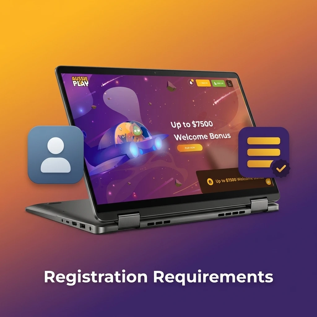 Aussie Play Casino registration requirements including age verification, ID documents, and single account policy for Australian players