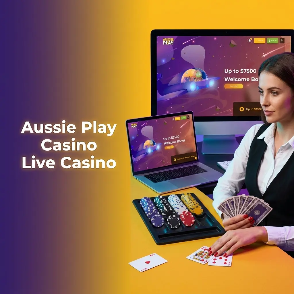 Aussie Play Casino live dealer table games with professional dealers streaming blackjack, roulette, baccarat in HD