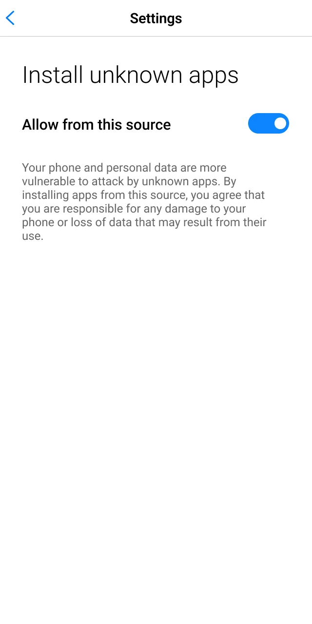 Permit unknown sources to install the Aussie Play App on mobile.