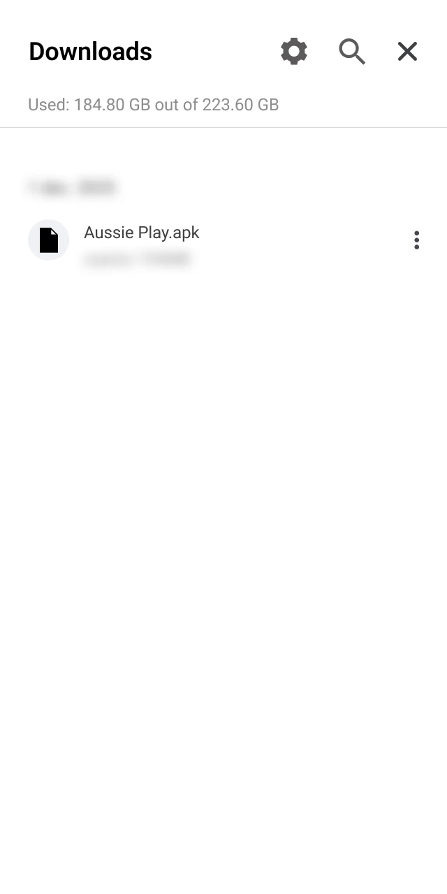 Find the APK file to initiate the Aussie Play App setup.