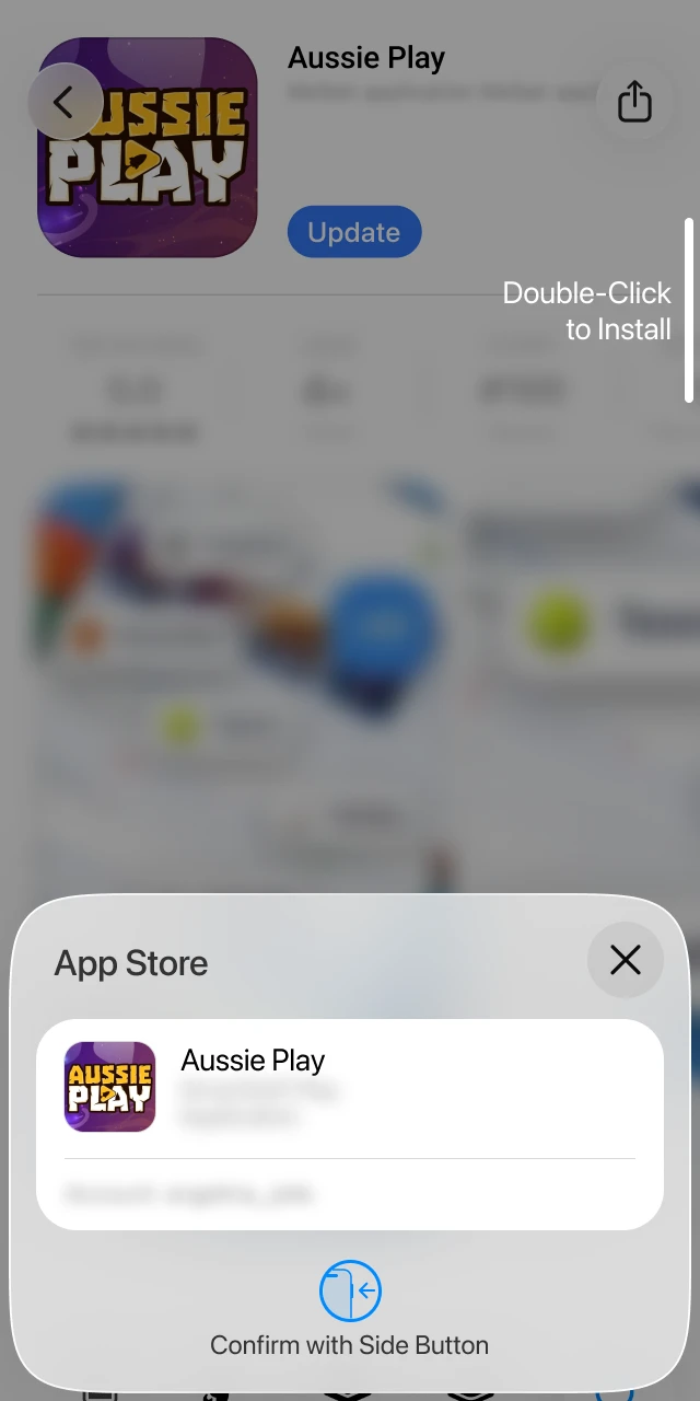 Tap the update icon for the latest Aussie Play App features.