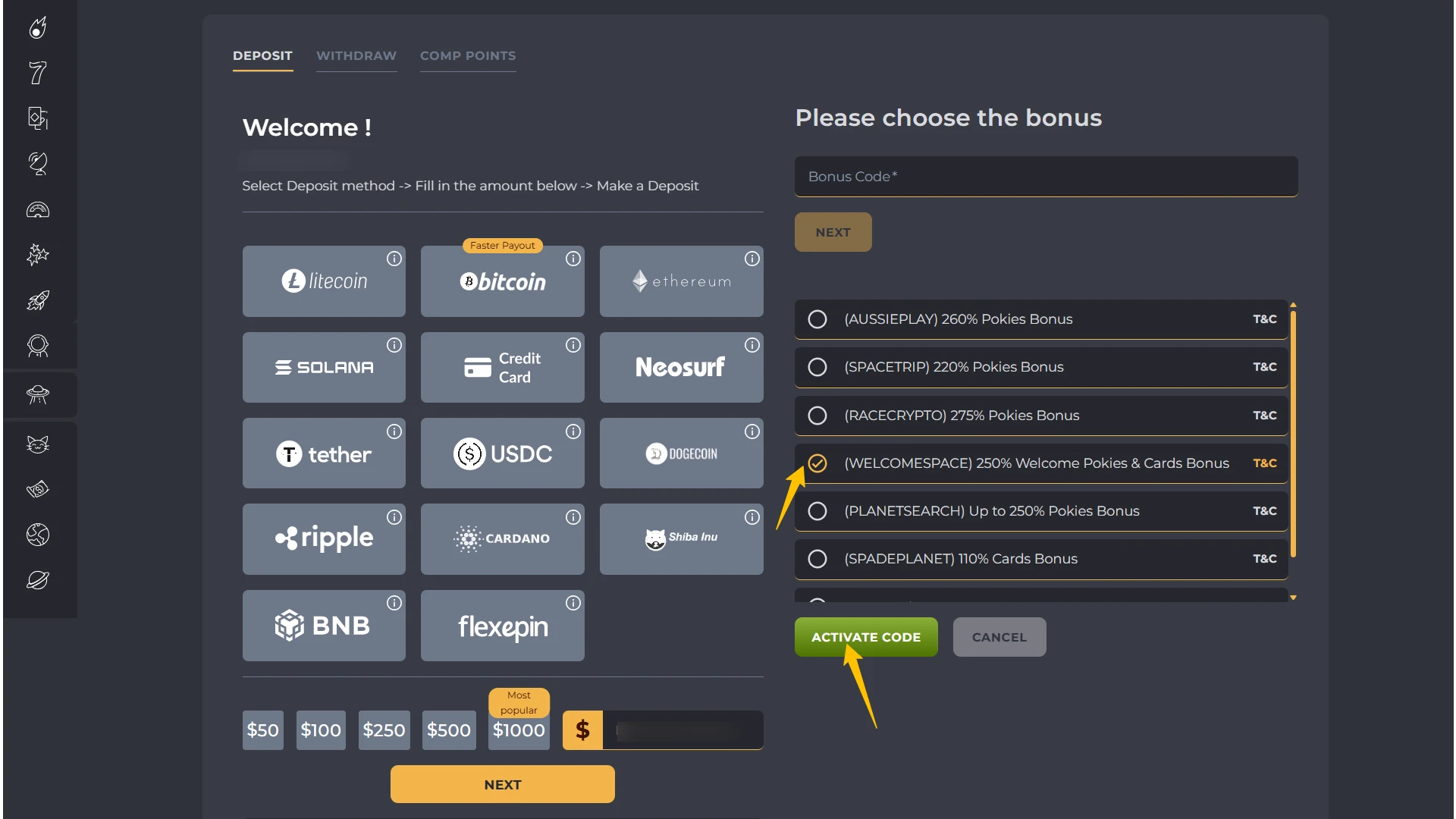 Activate a welcome bonus for your Aussie Play Registration and Verification.