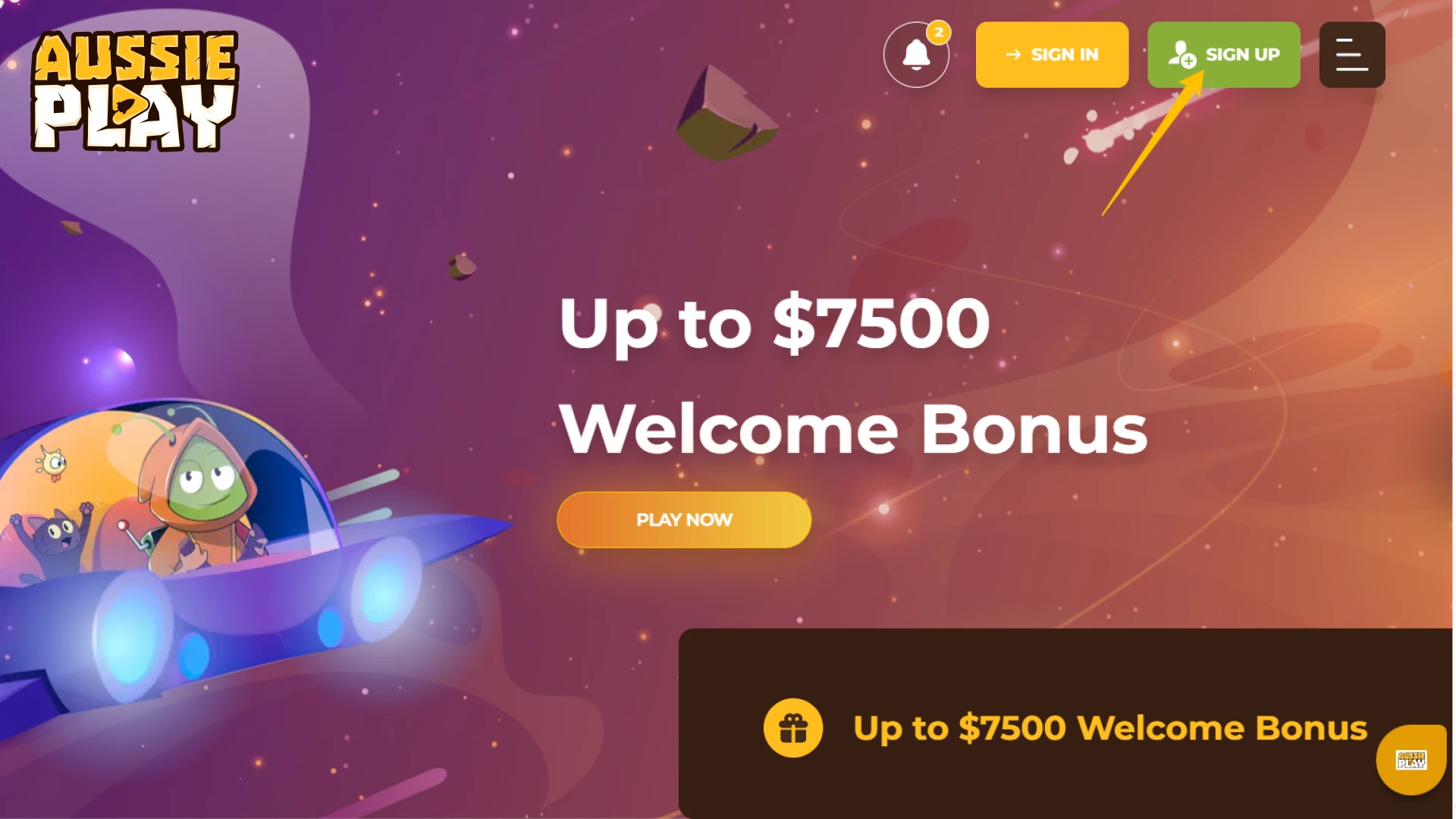 Tap the sign-up button to begin your official Aussie Play Registration.