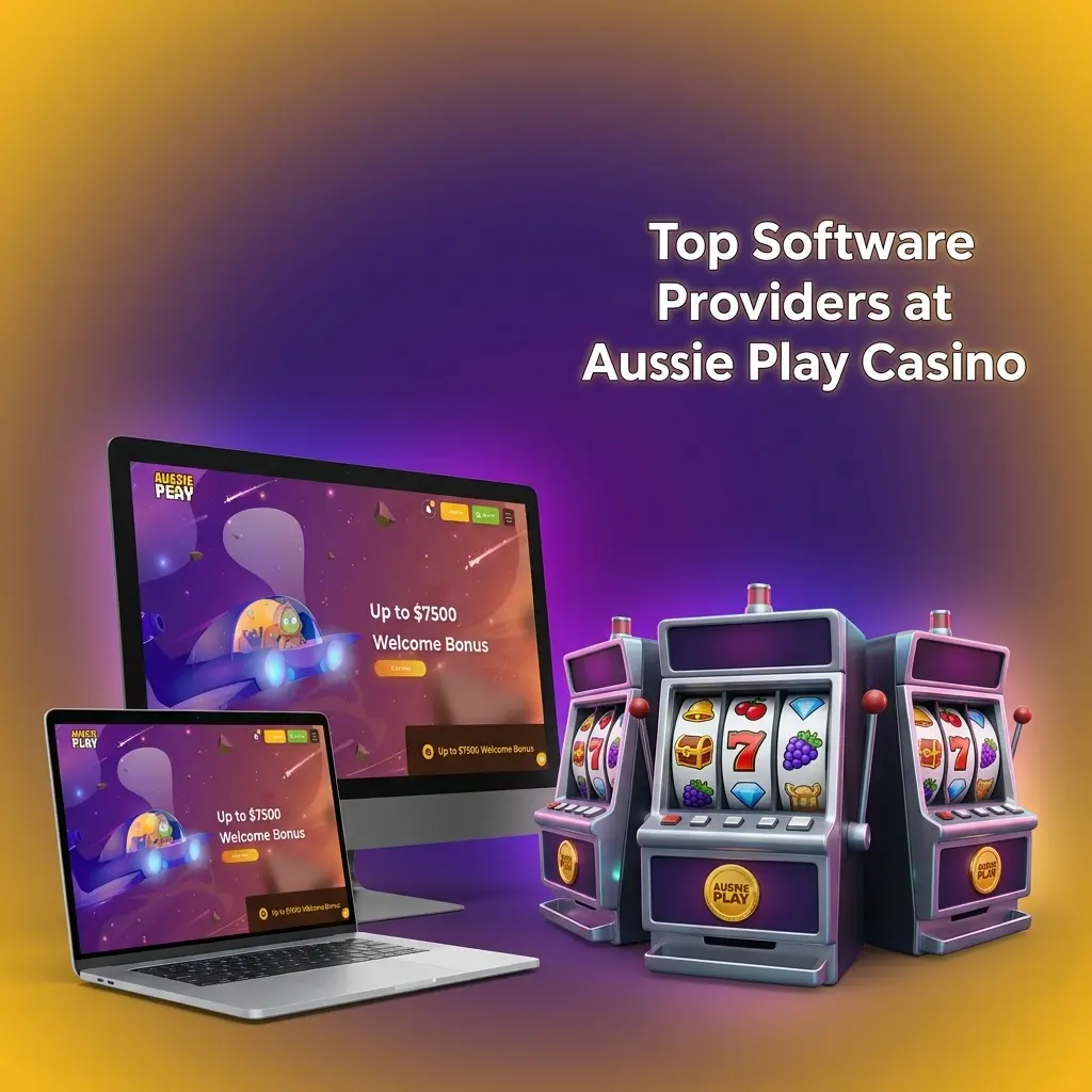 Top software providers at Aussie Play Casino including Pragmatic Play, NetEnt, Play'n GO, Spinomenal and Spribe logos